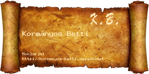 Kormányos Betti névjegykártya